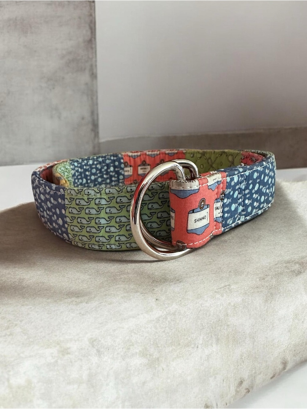 Vineyard Vines Patchwork D-Ring Canvas Belt - Size Medium - Preppy